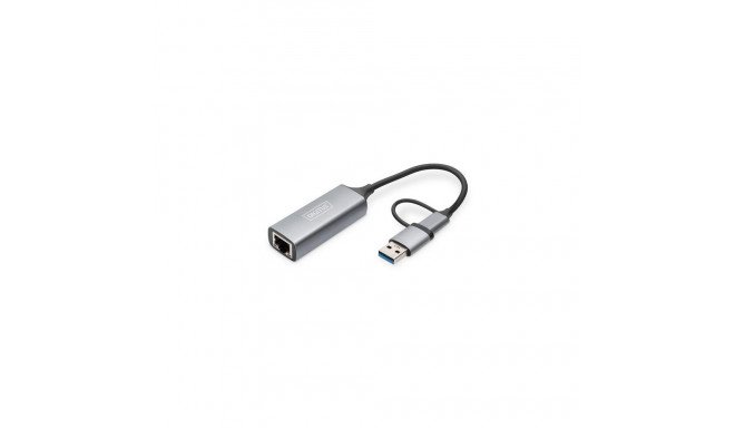 Digitus USB Type-C™ Gigabit Ethernet Adapter 2.5G, USB-C™ + USB A (USB3.1/3.0)