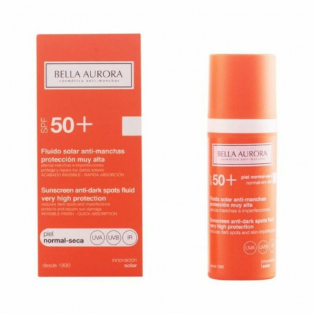 Anti-Brown Spot jumeühtlustamise päikeselosjoon Spf +50 Bella Aurora 2526108 SPF 50+ 50 ml