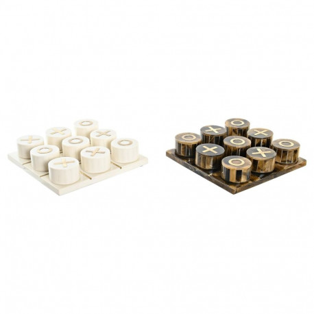 Dekoratiivkuju DKD Home Decor Lauamäng 20,5 x 20,5 x 5 cm Valge Merevaik Metallik Kaasaegne