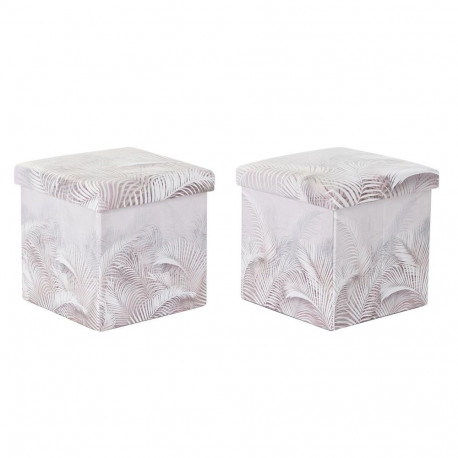 Mitmeotstarbeline Karp DKD Home Decor Kokkupandav PU Troopiline (2 Ühikut) (34 x 34 x 34 cm)