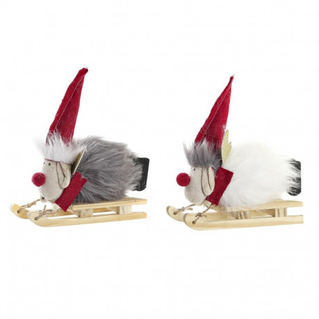 Jõuluehe DKD Home Decor Polüester Põhjapõder (15 x 5,5 x 16,5 cm) (2 Ühikut)