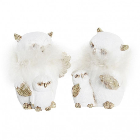 Christmas bauble DKD Home Decor Owl Resin (7,5 x 7 x 10 cm) (2 Units)