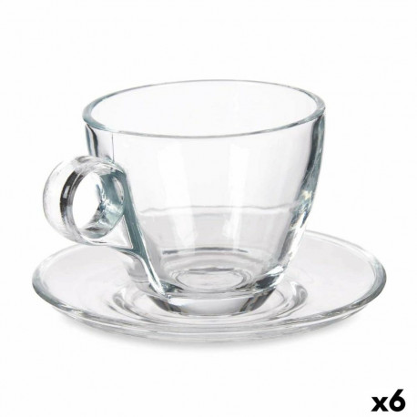 Cup with Plate Vivalto 41088 41088 Transparent Glass 170 ml (6 Units)