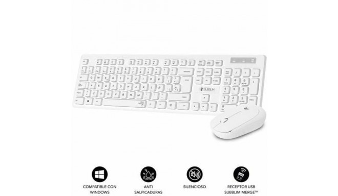 Keyboard and Wireless Mouse Subblim SUBKBC-CSSW11 White Spanish Qwerty