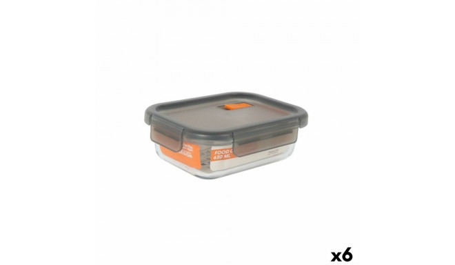 Hermetic Lunch Box MasterChef Grey Transparent Rectangular 630 ml (6 Units)