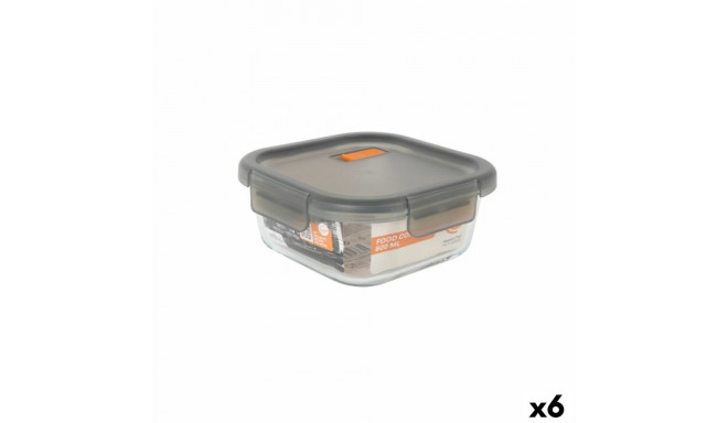 Hermetic Lunch Box MasterChef Grey Transparent Squared 800 ml (6 Units)