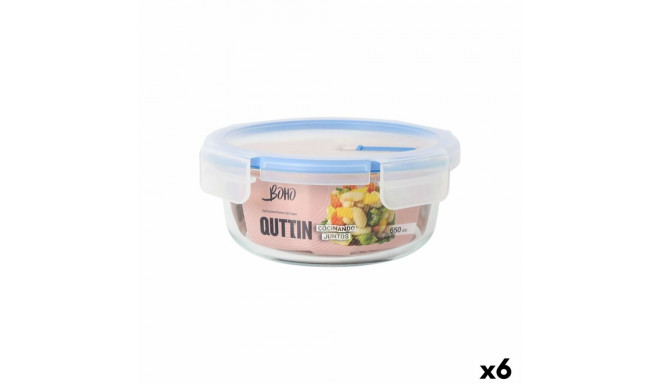 Hermetic Lunch Box Quttin Boho Transparent 650 ml (6 Units)