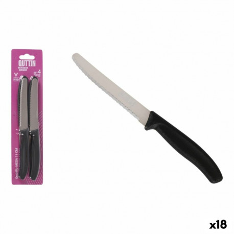 Nugade Komplekt Quttin Must Hõbedane Roostevaba teras 11 cm 4 Tükid, osad (18 Ühikut)