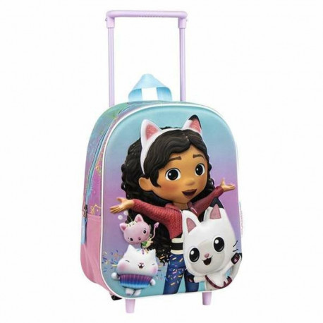 3D School Bag with Wheels Gabby's Dollhouse Pink 25,0 x 31,0 x 10,0 cm