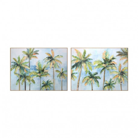 Maal Home ESPRIT Sinine Roheline Palmid Troopiline 120 x 3,5 x 90 cm (2 Ühikut)