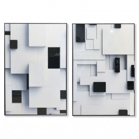 Maal Home ESPRIT Valge Must Abstraktne Kaasaegne 80 x 3,5 x 120 cm (2 Ühikut)