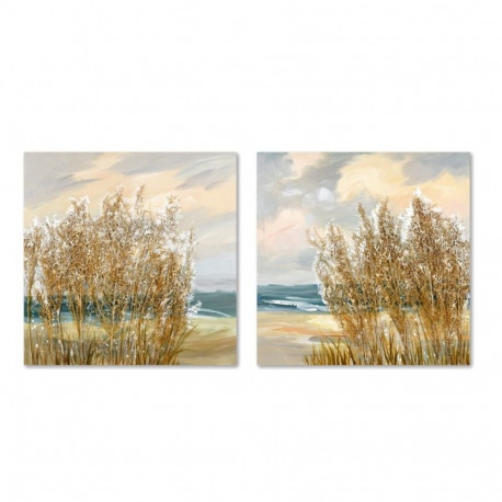 Maal Home ESPRIT Sinine Kuldne Rand Vahemere 80 x 3 x 80 cm (2 Ühikut)