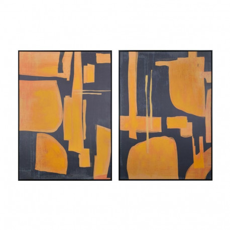 Maal Home ESPRIT Sinine Oranž Abstraktne Linna 103 x 4,5 x 143 cm (2 Ühikut)