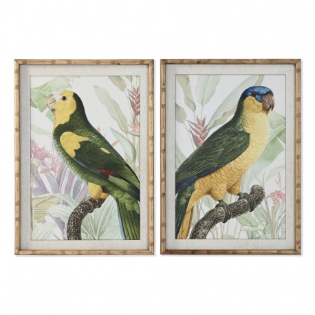 Maal Home ESPRIT Kollane Roheline Papagoi Troopiline 50 x 2,5 x 70 cm (2 Ühikut)