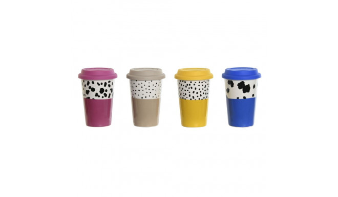 Kaanega Tass DKD Home Decor Mitmevärviline loomad Linna 400 ml (4 Ühikut)