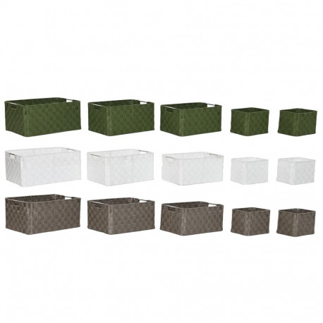 Basket set Home ESPRIT Green Grey Cream Metal polypropylene 44 x 32 x 20 cm (3 Units)