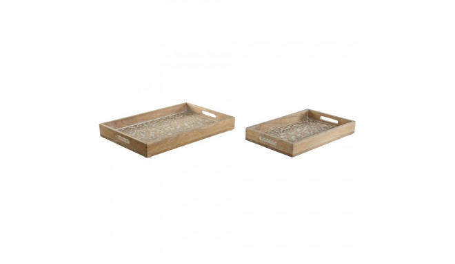 Kandikute komplekt Home ESPRIT Valge Naturaalne Mangopuit Puit MDF 44 x 29 x 5 cm (2 Ühikut)