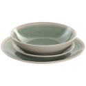 Tableware Home ESPRIT White Green Stoneware 18 Pieces