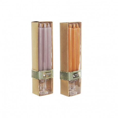 Küünla Komplekt DKD Home Decor Hall Oranž 2 x 2 x 20 cm 4 Tükid, osad (2 Ühikut)