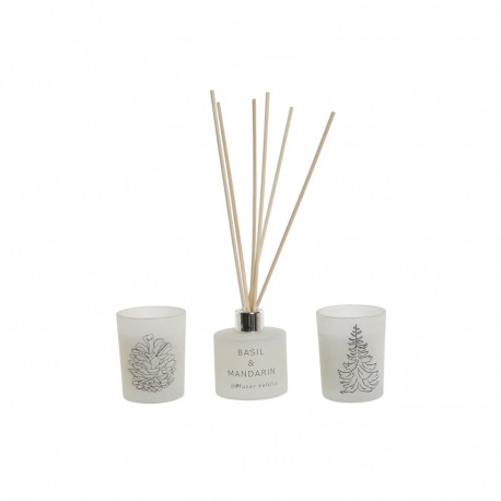 Küünla Komplekt DKD Home Decor Valge Jõulud 5 x 5 x 6 cm