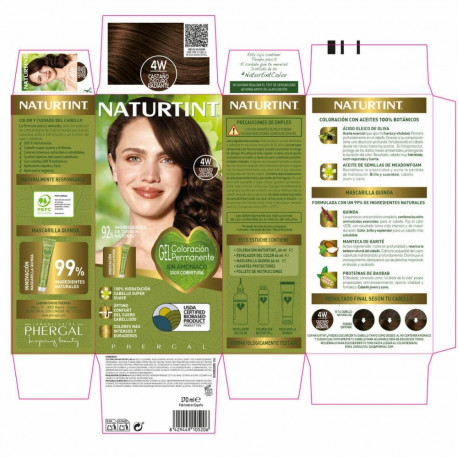 Püsivärv Naturtint NATURTINT COLORACIÓN 4W-Castaño Oscuro Radiante 170 ml