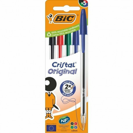 Biro pastapliiatsite komplekt Bic Cristal Original 516346 Mitmevärviline (5 Ühikut)