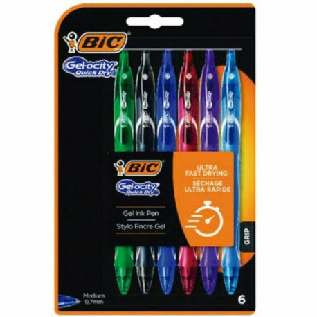 Biro pastapliiatsite komplekt Bic Gelocity Quick Dry 964769 Must Mitmevärviline (6 Ühikut)