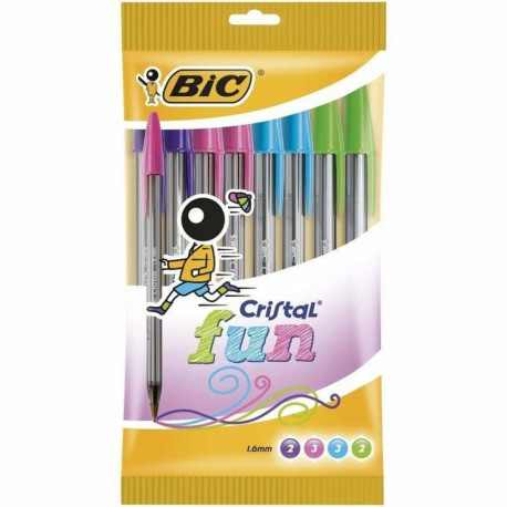 Biro pastapliiatsite komplekt Bic Cristal Fun 921342 Mitmevärviline 10 Tükid, osad (10 Ühikut)