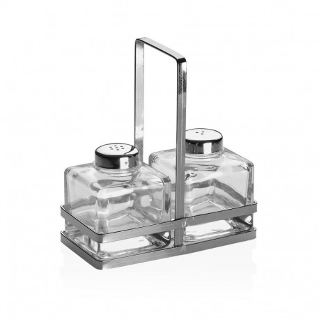Salt and Pepper Shakers Versa Silver Metal Crystal
