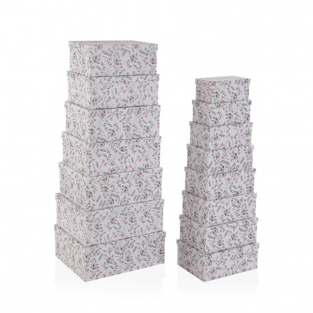 Set of decorative boxes Versa Caprice Cardboard (15 Pieces)
