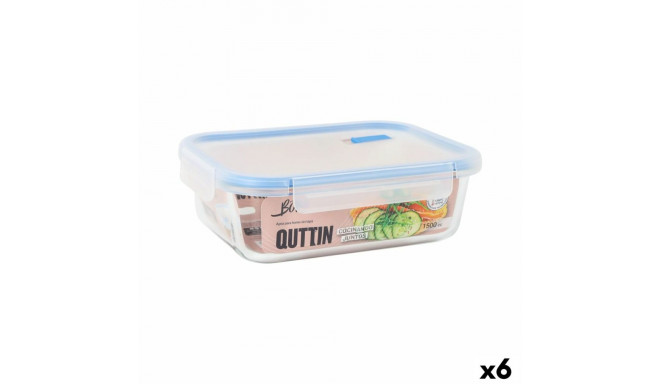 Hermetic Lunch Box Quttin Boho Transparent Rectangular 1,5 L (6 Units)