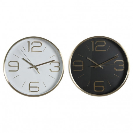 Seinakell DKD Home Decor Valge Must Kuldne Alumiinium Ø 25 cm 25 x 4 x 25 cm (2 Ühikut)