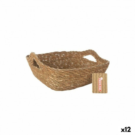 Multi-purpose basket Privilege Brown wicker 22 x 22 x 8 cm (12 Units)