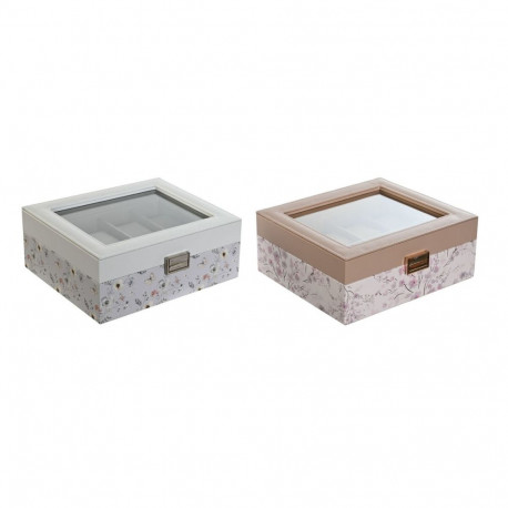 Box for watches DKD Home Decor Blue Light Pink Crystal 22,5 x 19,5 x 9,5 cm (2 Units)
