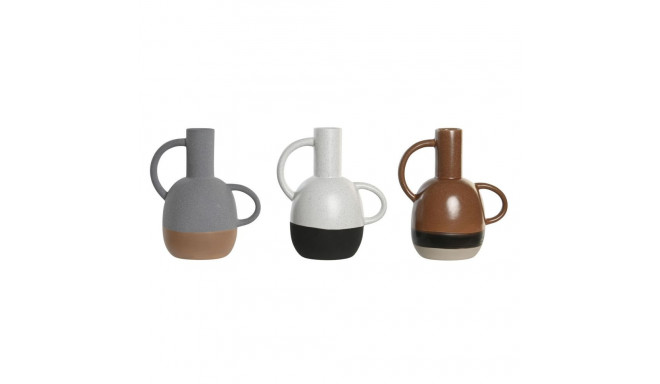 Vase DKD Home Decor White Grey Terracotta Porcelain 19,5 x 12 x 22,6 cm (3 Units)
