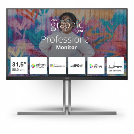 AOC U3 U32U3CV arvutimonitor 80 cm (31.5") 3840 x 2160 pikslit 4K Ultra HD LCD must