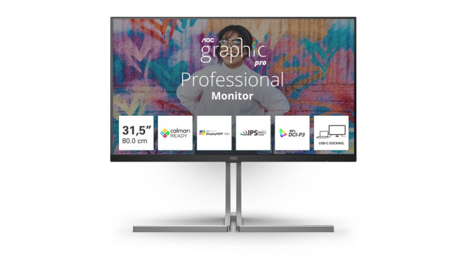 AOC U32U3CV arvutimonitor 80 cm (31.5") 3840 x 2160 pikslit 4K Ultra HD LCD must