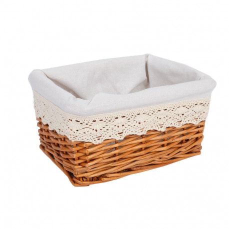 Korv MAX-6, 24x18xH12cm, helepruun punutis, pitsiga kangas