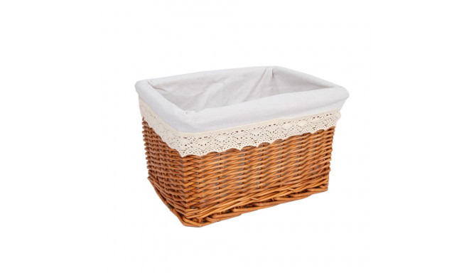 Korv MAX-4, 35x25xH21cm, helepruun punutis, pitsiga kangas