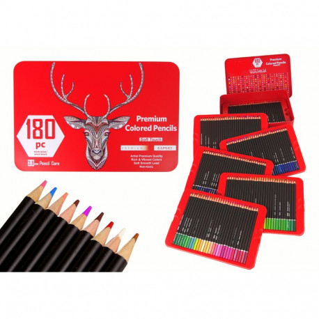 Zestaw Małego Artysty W Metalowym Pojemniku Kredki 180szt.