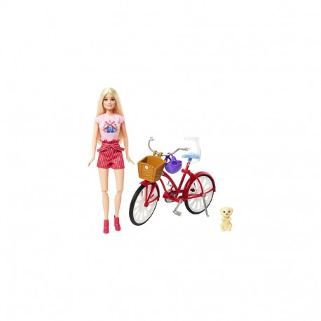 Barbie Pink Passport Holland Doll Set with Bicycle, Clothes, & Travel Accessories