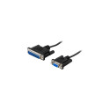Deltaco DEL-32E-B serial cable Black 3 m DB25 DB9