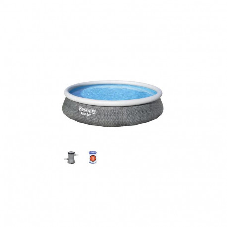 Bestway Fast Set 57376 above ground pool Inflatable pool Round 7340 L Grey
