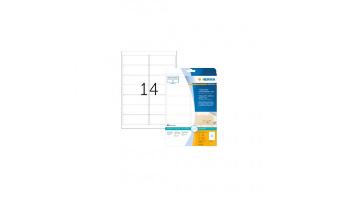 HERMA Address labels transparent matt A4 99.1x38.1 mm round corners film 350 pcs.