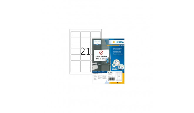 HERMA Repositionable address labels A4 63.5x38.1 mm white Movables paper matt 2100 pcs.