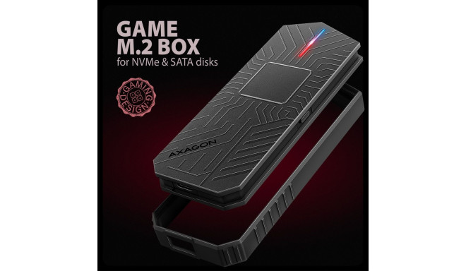 AXAGON USB-C 10Gbps - M.2 NVMe and SATA SSD GAME M.2 box | EEM2-GAM