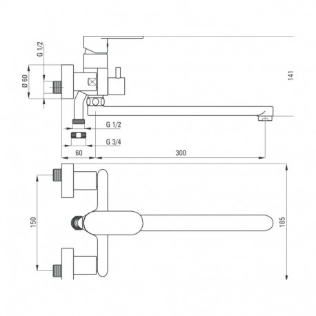 Bathroom faucet Deante Alpinia BGA 056M kroomitud pikk tila