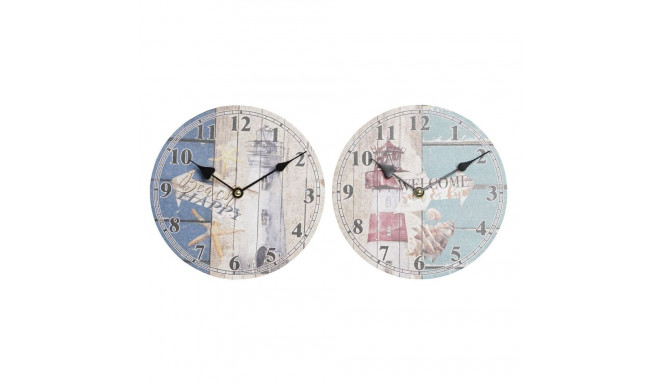 Seinakell DKD Home Decor Mitmevärviline Esilatern Puit MDF Vahemere (2 Ühikut) (20 x 3 x 20 cm)
