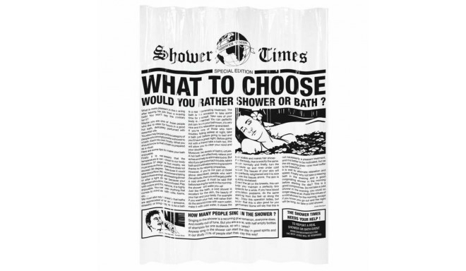 Shower Curtain Gelco Gazette Black PEVA 180 x 200 cm
