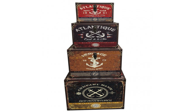 Dekoratiivsete karpide komplekt Home ESPRIT Mitmevärviline Puit Kangas